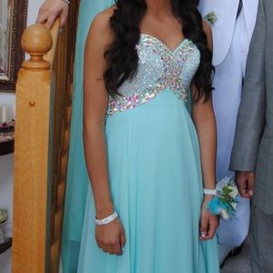 Swarovski Crystal Crystal Blue Prom Dress